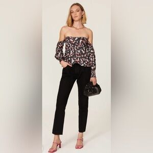 Louna Designer Floral Off-The-Shoulder Top Size Large